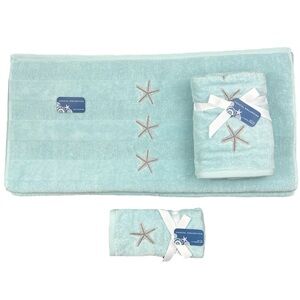 Coastal Collections - ‘Starfish stripe ’ Bath towel set. NWT.